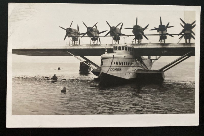 Mint Real Picture Postcard Dornier DOX Giant Seaplane Parked In High Seas