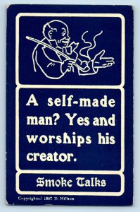 D. Hillson Signed Postcard A Self Made Man Worship Creator Smoke Talks c1910's