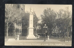 RPPC CLARINDA IOWA COURT PARK SOLDIERS MONUMENT VINTAGE REAL PHOTO POSTCARD