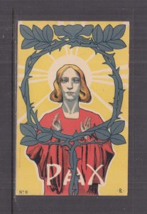 SWITZERLAND, PEACE, PAX, c1920 ppc., unused..