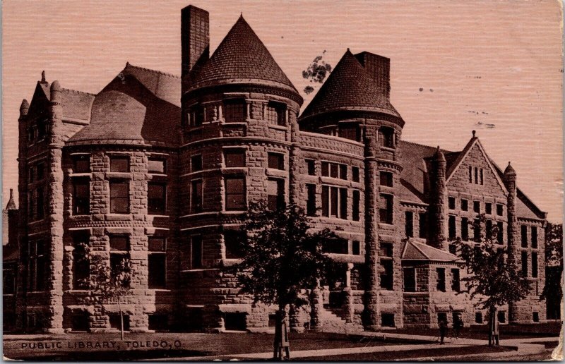 Vtg Toledo Ohio OH Public Library 1910s Old View Postcard