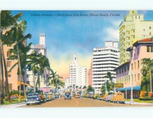 Unused Pre-1980 OLD CARS & SHOPS ON STREET Miami Beach Florida FL n0659