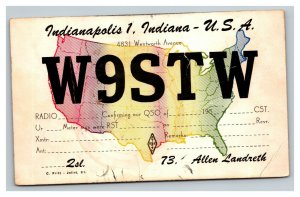 Vintage 1973 QSL Postcard Rainbow Map of the US Indianapolis Indiana