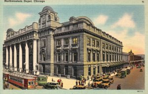 Vintage Postcard Northwestern Depot Terminal Chicago Illinois ILL Chas Levy Pub.