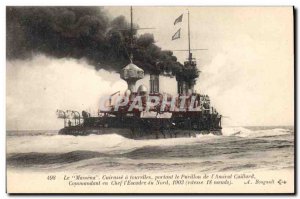 Old Postcard Boat Le Massena has Breastplate turrets carrying the flag of & #...