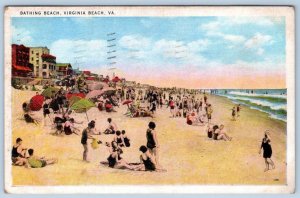 1936 VIRGINIA BEACH VA SUNBATHERS NIPPON GIFT SHOP VINTAGELINEN POSTCARD