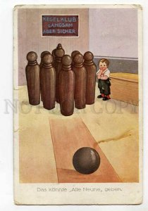 3025066 BOWLING Vintage comic colorful postcard