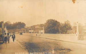 Massena NY New Bridge Old Cars Real Photo Postcard