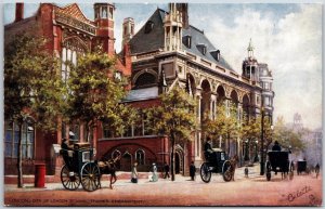 City of London School Thames Embankment London England Horse Carriage Postcard