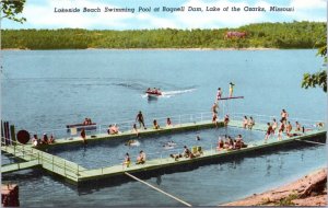 Postcard MO Lakeside Beach Swimming Pool at Bagnell Dam Lake of the Ozarks