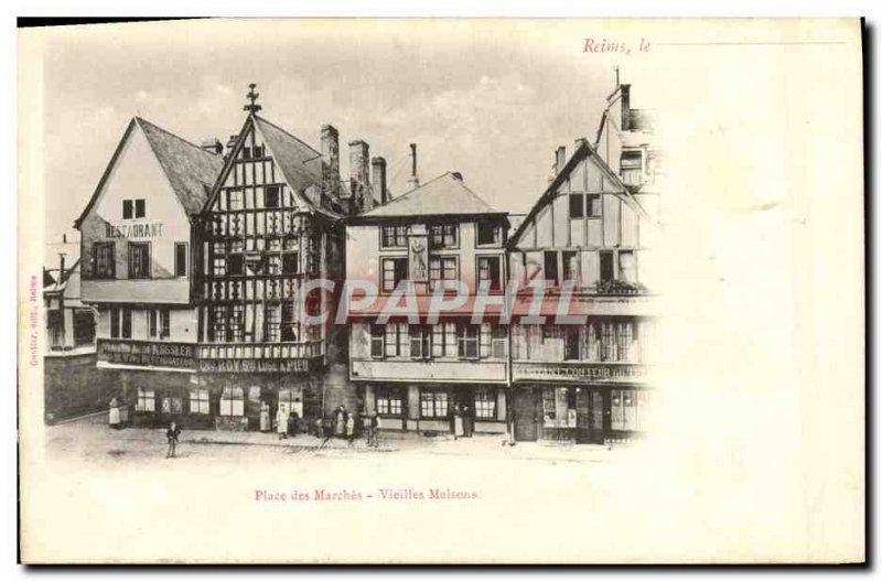 Old Postcard Reims Place Des Marches Old House Restaurant