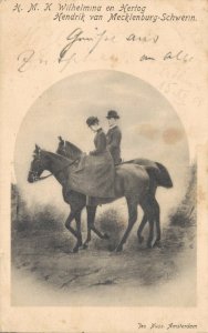 Royalty Queen Wilhelmina Duke Hendrik van Mecklenburg-Schwerin on Horses 06.89