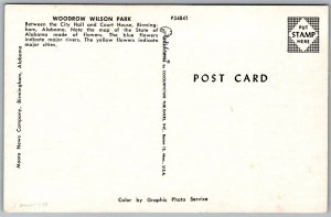 Vtg Birmingham Alabama AL Woodrow Wilson Park Garden Map 1950s View Postcard