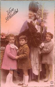 D68/ Santa Claus Merry Christmas Holiday Postcard Foreign St Nicolas Kids RPPC 5