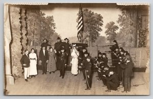 RPPC Theatre Stage Play Actors Civil War Soldiers Rifles Cannon  Postcard R21