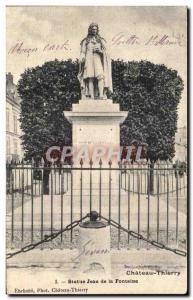 Old Postcard Chateau Thierry jeans Statue Fountain