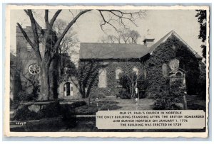 Norfolk Virginia Postcard Old St Paul Church Building Exterior View 1940 Antique