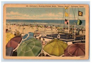 Vintage Galveston's Municipal Owned Beach. Postcard F93S