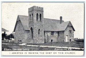 Minnewaukan North Dakota ND Postcard Grace Episcopal Church Exterior Scene 1908