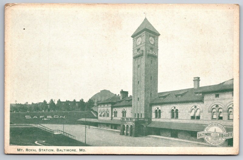 Mt Royal Station Baltimore MD Maryland UNP B&O Raiload DB Postcard D15