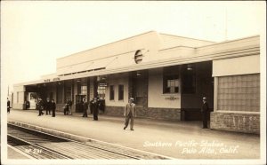 Palo Alto CA SP Southern Pacific RR Train Station Depot Real Photo Postcard