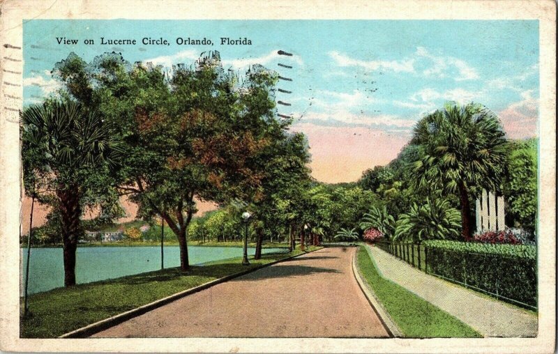 Lucerne circle Orlando Florida WOB Cancel 1c Stamp Vintage Postcard Franklin Vtg 