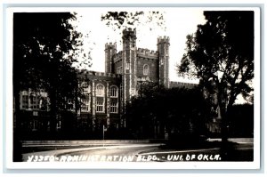 c1940's University of Oklahoma Administration Building RPPC Photo Postcard