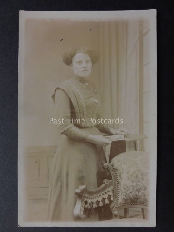 Studio Portrait of Young Lady (Kate Dimler ?) Old RP Postcard by BOYDS of London