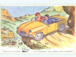 foreign 1963 Comic CAR GOING OFF THE CLIFF AC3687
