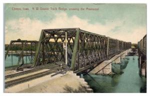 1911 Chicago & North Western Railway Double Track Bridge, Clinton, IA Postcard