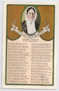 Patriotic Postcard Barbara Fritchie Poem Frederick MD