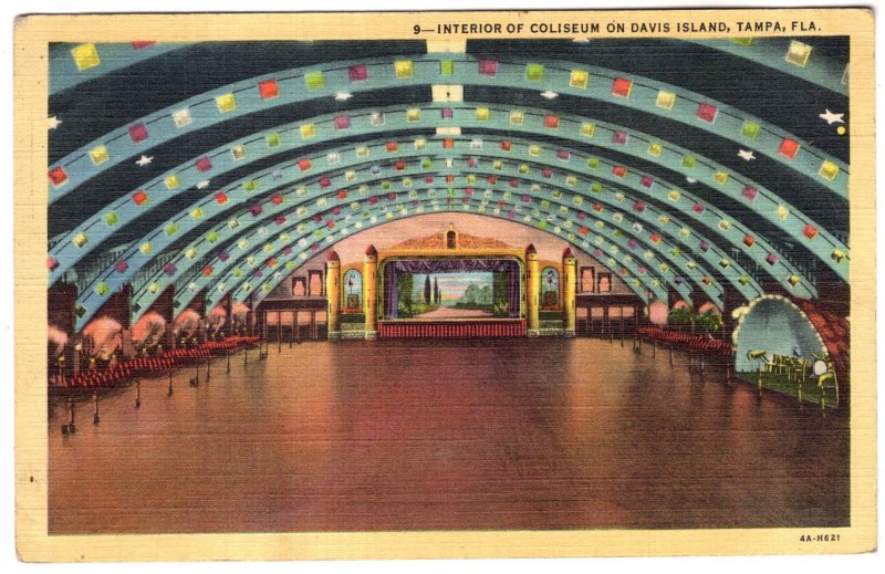 Interior of Dance Floor and Band Area, Coliseum on Davis Island, Tampa Florida