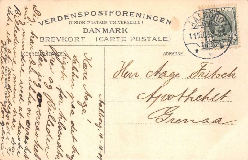 Aalborg Denmark Slotsgade Street Scene Vintage Postcard AA108764