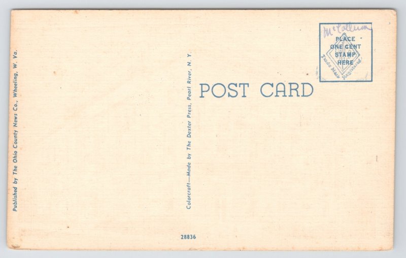 Wheeling West Virginia~US Post Office~Linen Postcard