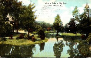 Louisiana New Orleans View Of Lake In City Park 1911  Curteich