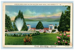 1936 Looking North From Fort William Henry Hotel Lake George NY Postcard 