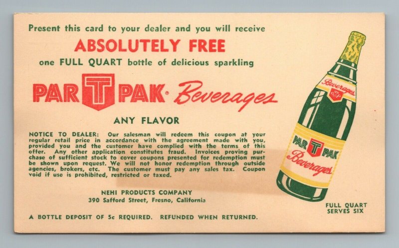 Nehi Fresno California Drink Par T Pak Beverages Vintage Advertisement