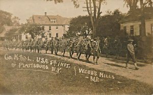 Plattsburg NY Webb's Mills ME Company K & L Horses 5Th Inft. RPPC