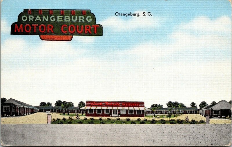 Vtg Orangeburg South Carolina SC Orangeburg Motor Court Motel 1940s Postcard