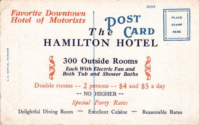 Hotel Hamilton, Washington, DC - Advertising Postcard - WB