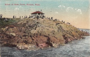 P1907, 1914 postcard scene at bass point nahant mass people water etc