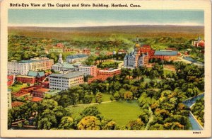 Connecticut Hartford Birds Eye View Of he Capitol and State Building 1940