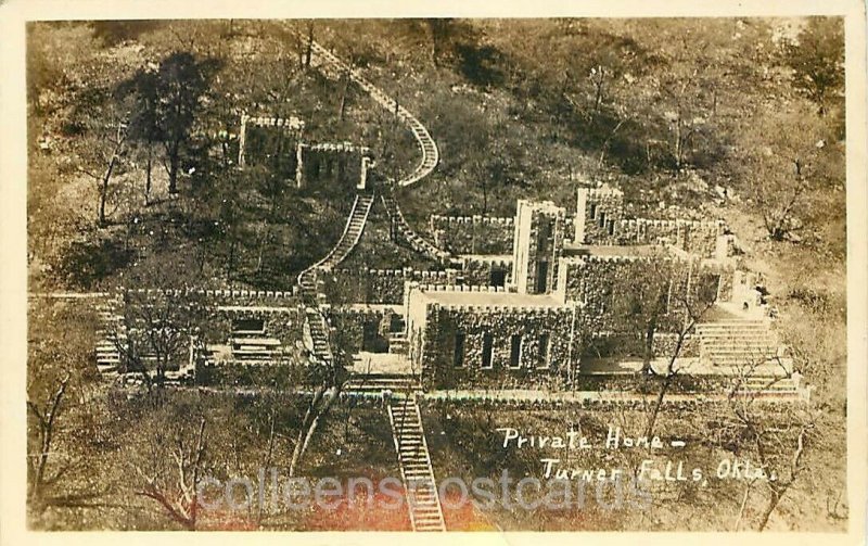 Turner Falls, Oklahoma, RPPC, Collins Castle, Private Home, Exterior, Aerial