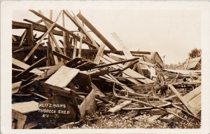 Klitzmans Tobacco Shed WI Wisconsin Storm Disaster c1913 RPPC Postcard H59