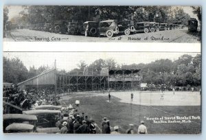 1910 Benton Harbor Michigan Postcard House David Baseball Park Touring Cars