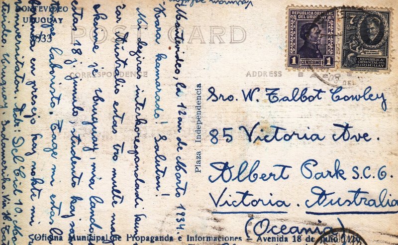 Uruguay -Montevideo, DOWNTOWN - Photo 1934