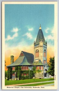 Nashville Tennessee~Memorial Chapel @ Fisk University~Vintage Linen Postcard