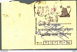 India Postal Stationery Tiger 15