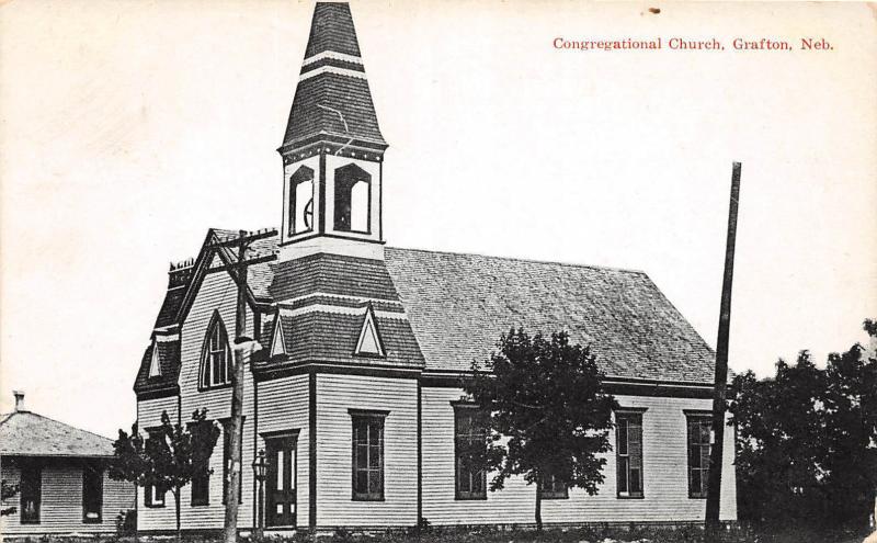 C66/ Grafton Nebraska Ne Postcard 1915 Congregational Church Building