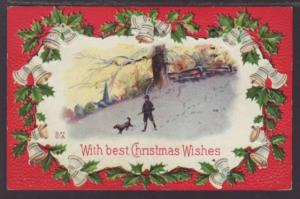 With Best Christmas Wishes Hunter Dog Postcard 4586